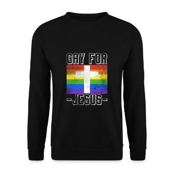 Gay Pour Jésus LGBT Drapeau Foi - Sweat-shirt Unisexe - noir - Devant - Alina (178cm) & Michal (187cm)