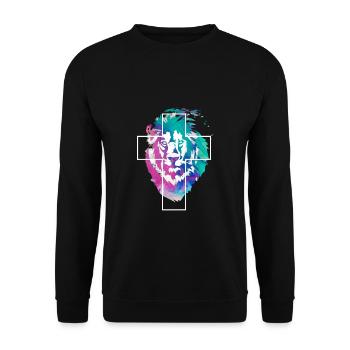 Lion Croix Jésus Dieu Don - Sweat-shirt Unisexe - noir - Devant - Alina (178cm) & Michal (187cm)
