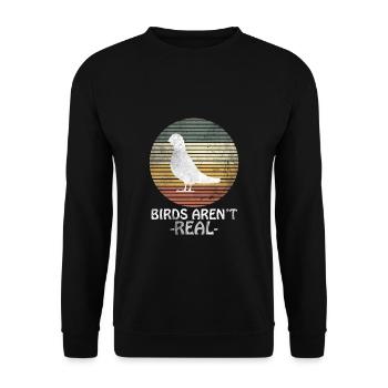 Vintage Retro Birds Aren´t REAL - Unisex Pullover - Schwarz - Vorne - Alina (178cm) & Michal (187cm)