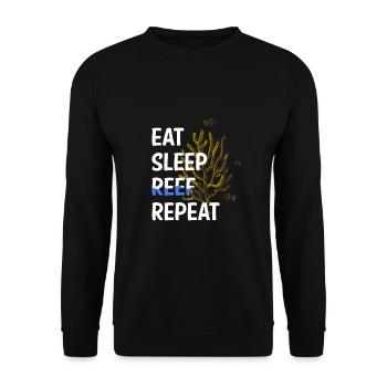 Eat Sleep Reef Repeat Korallen Aquarium - Unisex Pullover - Schwarz - Vorne - Alina (178cm) & Michal (187cm)