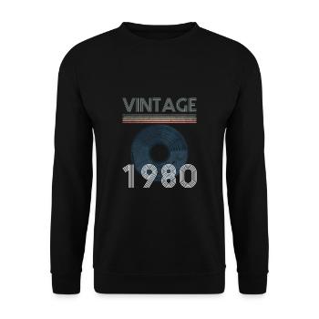 Disque vinyle vintage 40e anniversaire 1980 - Sweat-shirt Unisexe - noir - Devant - Alina (178cm) & Michal (187cm)