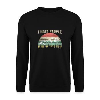 Je déteste les gens t-shirt cadeau tente de montagne randonneur - Sweat-shirt Unisexe - noir - Devant - Alina (178cm) & Michal (187cm)