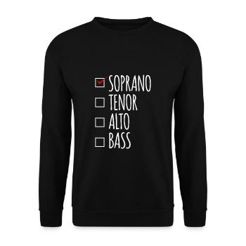 Soprano Tenor Alto Bass Chor-Stimmen - Unisex Pullover - Schwarz - Vorne - Alina (178cm) & Michal (187cm)