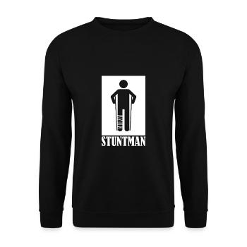 Stuntman Gebrochener Fuß Gips Geschenk T-Shirt - Unisex Pullover - Schwarz - Vorne - Alina (178cm) & Michal (187cm)