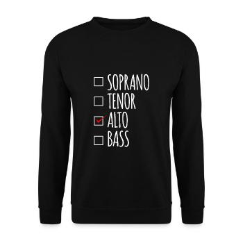 Soprano Tenor Alto Bass Choir Voices - Unisex Sweatshirt - black - Front - Alina (178cm) & Michal (187cm)