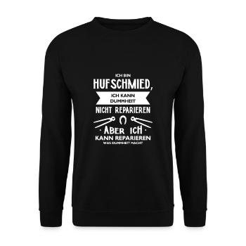 Ich Bin Hufschmied Ich Kann Dummheit Nicht.... - Unisex Pullover - Schwarz - Vorne - Alina (178cm) & Michal (187cm)