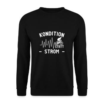 Kondition Statt Strom Mountainbiker Ohne Akku - Unisex Pullover - Schwarz - Vorne - Alina (178cm) & Michal (187cm)