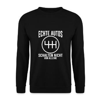 Echte Autos Schalten Nicht Von Alleine Gegen - Unisex Pullover - Schwarz - Vorne - Alina (178cm) & Michal (187cm)