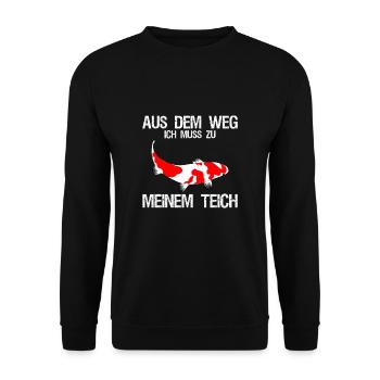 Aus Dem Weg Ich Muss Zu Meinem Teich Koi Fisch - Unisex Pullover - Schwarz - Vorne - Alina (178cm) & Michal (187cm)