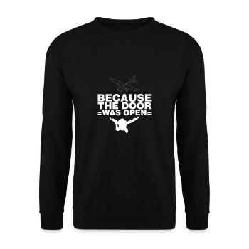 Because The Door Was Open Skydive Shirt - Unisex Pullover - Schwarz - Vorne - Alina (178cm) & Michal (187cm)