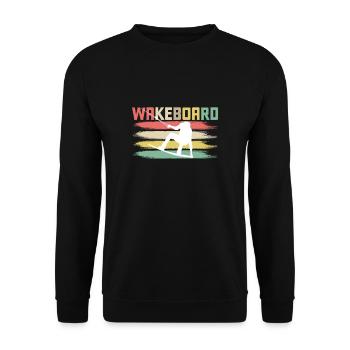 Vintage Retro Wakeboarder T-Shirt Wakboard - Unisex Pullover - Schwarz - Vorne - Alina (178cm) & Michal (187cm)