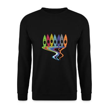 Vintage Retro Canoe Kayaker T-Shirt - Unisex Sweatshirt - black - Front - Alina (178cm) & Michal (187cm)