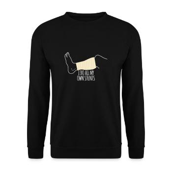 T-shirt Je fais toutes mes propres cascades Pied cassé - Sweat-shirt Unisexe - noir - Devant - Alina (178cm) & Michal (187cm)