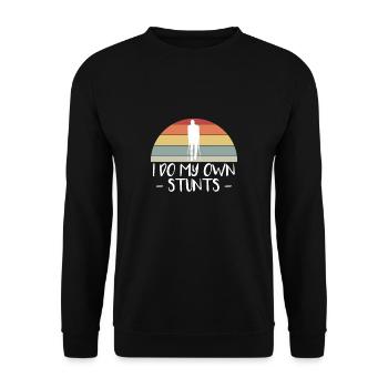I Do My Own Stunts Bein Bruch Gebrochenes Bein - Unisex Pullover - Schwarz - Vorne - Alina (178cm) & Michal (187cm)