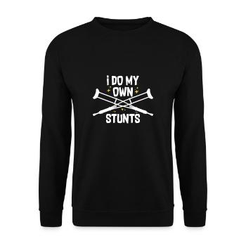 I Do My Own Stunts Bein Bruch Krankenhaus - Unisex Pullover - Schwarz - Vorne - Alina (178cm) & Michal (187cm)
