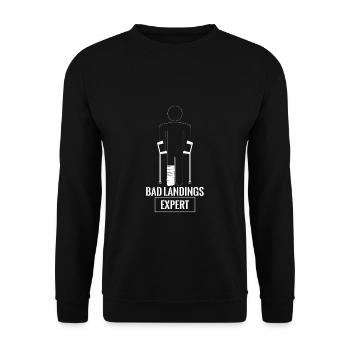 Bad Landings Expert T-Shirt Geschenk Beinbruch - Unisex Pullover - Schwarz - Vorne - Alina (178cm) & Michal (187cm)