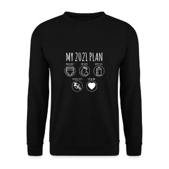 My 2021 Plan T-Shirt Werdende Elter - Unisex Pullover - Schwarz - Vorne - Alina (178cm) & Michal (187cm)