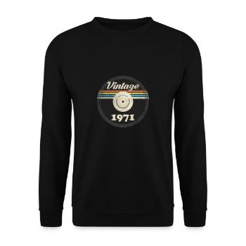 T-shirt du 50e anniversaire du disque vinyle vintage 1971 - Sweat-shirt Unisexe - noir - Devant - Alina (178cm) & Michal (187cm)