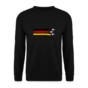 Deutschland Flagge Flugzeug Geschenk Pilot - Unisex Pullover - Schwarz - Vorne - Alina (178cm) & Michal (187cm)