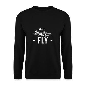 Born To Fly T-Shirt Cadeau Pilote Avion - Sweat-shirt Unisexe - noir - Devant - Alina (178cm) & Michal (187cm)