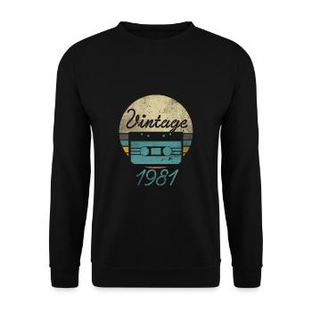 Cassette vintage 1981 Cadeau 40e anniversaire - Sweat-shirt Unisexe - noir - Devant - Alina (178cm) & Michal (187cm)