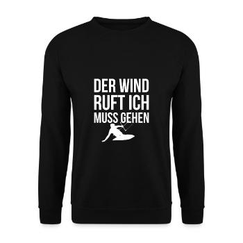 Der Wind Ruft Ich Muss Gehen Kite Surfer Shirt - Unisex Pullover - Schwarz - Vorne - Alina (178cm) & Michal (187cm)