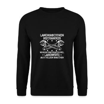 Landmaschinen Mechaniker Wurden Erschaffen ... - Unisex Pullover - Schwarz - Vorne - Alina (178cm) & Michal (187cm)