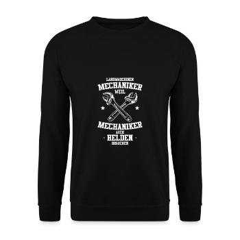Landmaschinen Mechaniker Weil Mechaniker .. - Unisex Pullover - Schwarz - Vorne - Alina (178cm) & Michal (187cm)