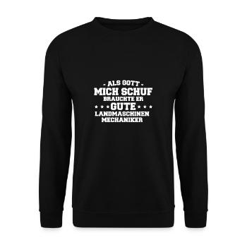 Als Gott Mich Schuf Brauchte Er Landmaschinen - Unisex Pullover - Schwarz - Vorne - Alina (178cm) & Michal (187cm)
