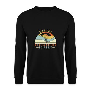 Parachute parachutiste expert en distance sociale - Sweat-shirt Unisexe - noir - Devant - Alina (178cm) & Michal (187cm)