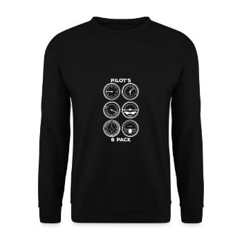Pilots 6 Pack Six-Pack Geschenk Flugzeug Shirt - Unisex Pullover - Schwarz - Vorne - Alina (178cm) & Michal (187cm)