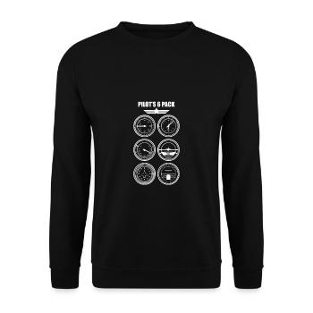 Pilots 6 Pack Six-Pack Geschenk Flugzeug Shirt - Unisex Pullover - Schwarz - Vorne - Alina (178cm) & Michal (187cm)