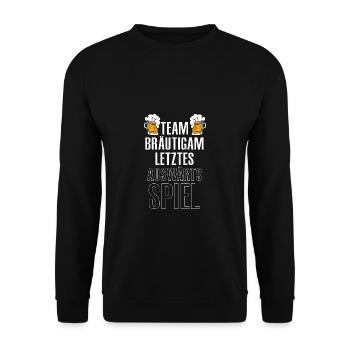 Team Bräutigam Letztes Auswärts Spiel JGA - Unisex Pullover - Schwarz - Vorne - Alina (178cm) & Michal (187cm)