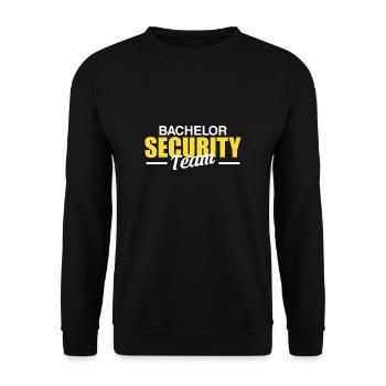 Bachelor Security Team Shirt Geschenk - Unisex Pullover - Schwarz - Vorne - Alina (178cm) & Michal (187cm)