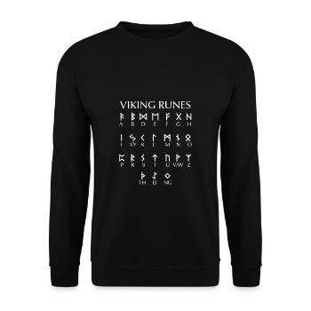 Viking Runes Wikinger Runen Schriftart - Unisex Pullover - Schwarz - Vorne - Alina (178cm) & Michal (187cm)