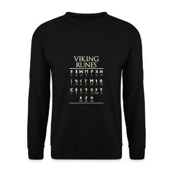 Viking Runes Wikinger Runen Schriftart - Unisex Pullover - Schwarz - Vorne - Alina (178cm) & Michal (187cm)