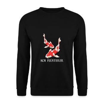 Koi Flüsterer Geschenk Koi Teich Besitzer - Unisex Pullover - Schwarz - Vorne - Alina (178cm) & Michal (187cm)