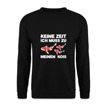 Keine Zeit Ich Muss Zu Meinen Kois Geschenk - Unisex Pullover - Schwarz - Vorne - Alina (178cm) & Michal (187cm)