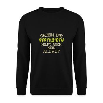 Gegen Die Reptiloiden Hilft Auch Keine Maske - Unisex Pullover - Schwarz - Vorne - Alina (178cm) & Michal (187cm)