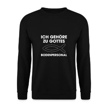 Ich Gehöre Zu Gottes Bodenpersonal - Unisex Pullover - Schwarz - Vorne - Alina (178cm) & Michal (187cm)