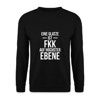 Eine Glatze Ist FKK Auf Höchster Ebene - Unisex Pullover - Schwarz - Vorne - Alina (178cm) & Michal (187cm)