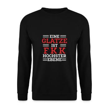 Eine Glatze Ist FKK Auf Höchster Ebene - Unisex Pullover - Schwarz - Vorne - Alina (178cm) & Michal (187cm)