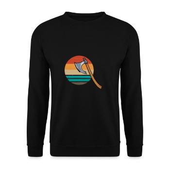 Vintage Retro Axt Geschenk Axtwerfer - Unisex Pullover - Schwarz - Vorne - Alina (178cm) & Michal (187cm)