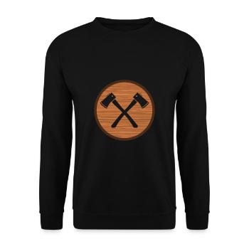 Wood Lumberjack Axe Gift - Unisex Sweatshirt - black - Front - Alina (178cm) & Michal (187cm)
