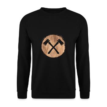 Wood Lumberjack Axe Gift - Unisex Sweatshirt - black - Front - Alina (178cm) & Michal (187cm)