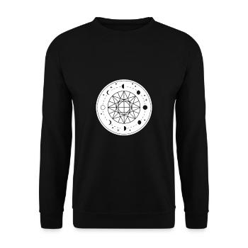 Mond Phase Mondzyklus Geschenk Spiritualität - Unisex Pullover - Schwarz - Vorne - Alina (178cm) & Michal (187cm)