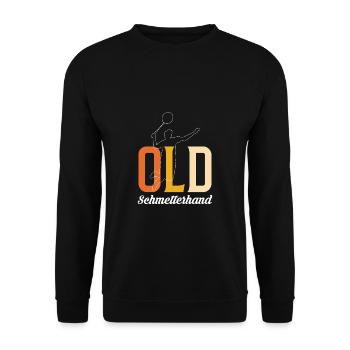 Old Schmetterhand Federball Badminton - Unisex Pullover - Schwarz - Vorne - Alina (178cm) & Michal (187cm)