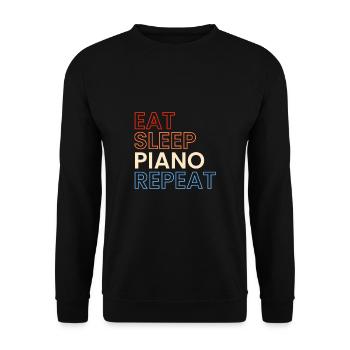 Eat Sleep Piano Repeat Geschenk Klavier - Unisex Pullover - Schwarz - Vorne - Alina (178cm) & Michal (187cm)