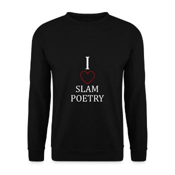 I Love Poetry Slam - Unisex Pullover - Schwarz - Vorne - Alina (178cm) & Michal (187cm)