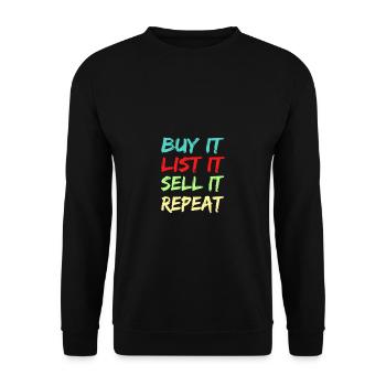 Achetez-le liste il le vendez répéter la vente de garage - Sweat-shirt Unisexe - noir - Devant - Alina (178cm) & Michal (187cm)